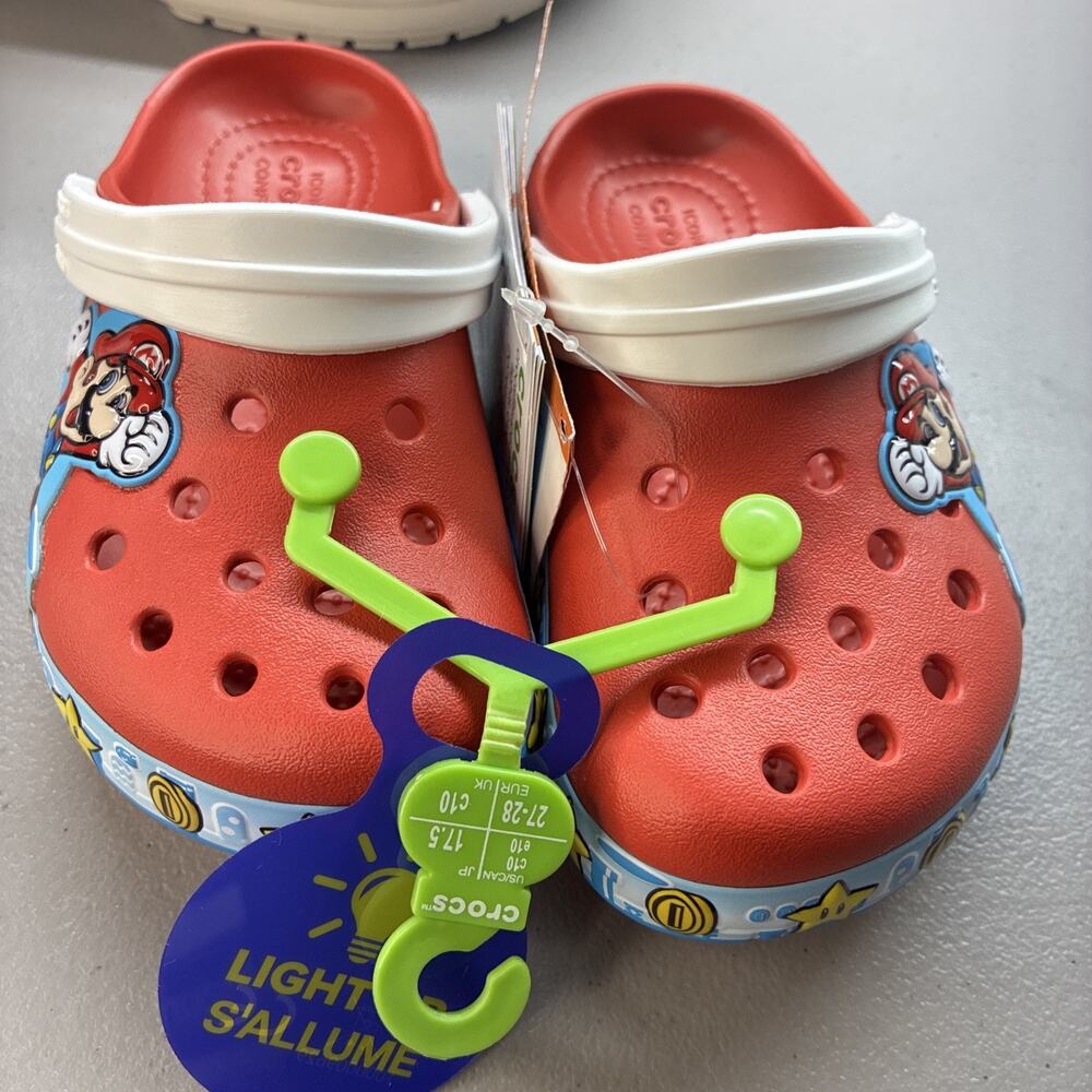 New Limited edition Super Mario Light-Up Crocs Kids Size 10c c10 - Picture 2 of 5